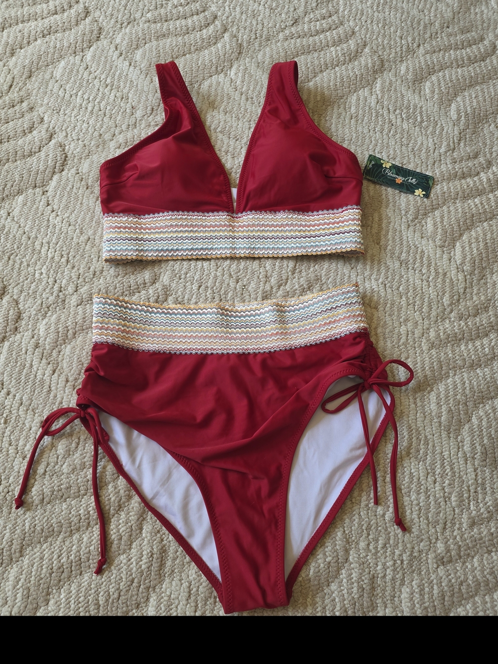 Women's Red High-Waist Bikini Set Never Worn Stretchy